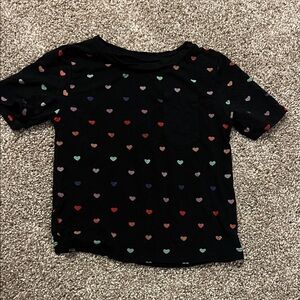Kyte BABY Black Tee with Colorful Heart Pattern